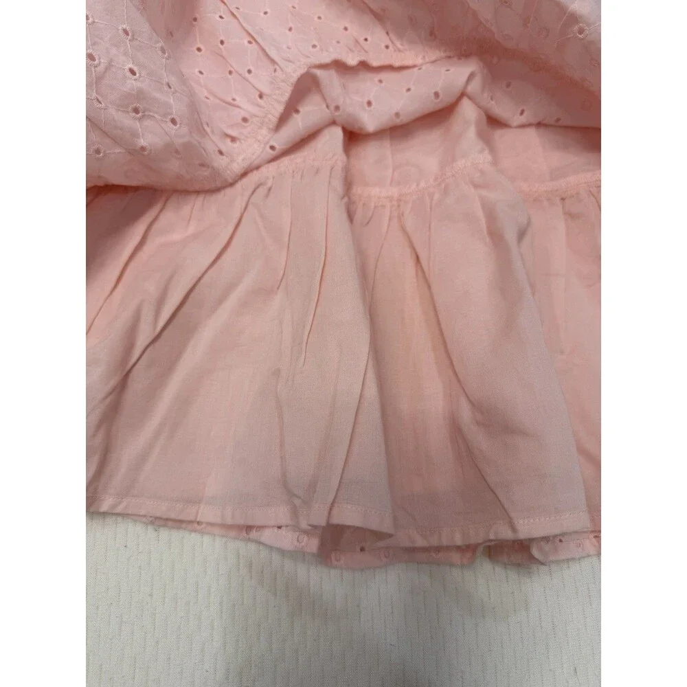 Gymboree Girls Dress Size 7 Pink Eyelet Ruffle Flutter Sleeve Knee Length NWT
